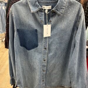 Jessica Simpson Blue Denim Button Down Shirt